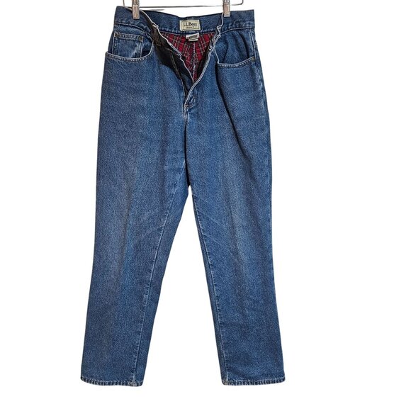 L.L. Bean Women's high rise Lined Jeans Blue 8 MT Cabincore Gorpcore Trail Fit - Picture 2 of 16